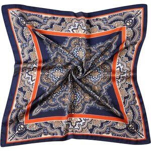 Women Frame Paisley Headscarf Satin Bandana Pattern Polyester Breathable Scarves